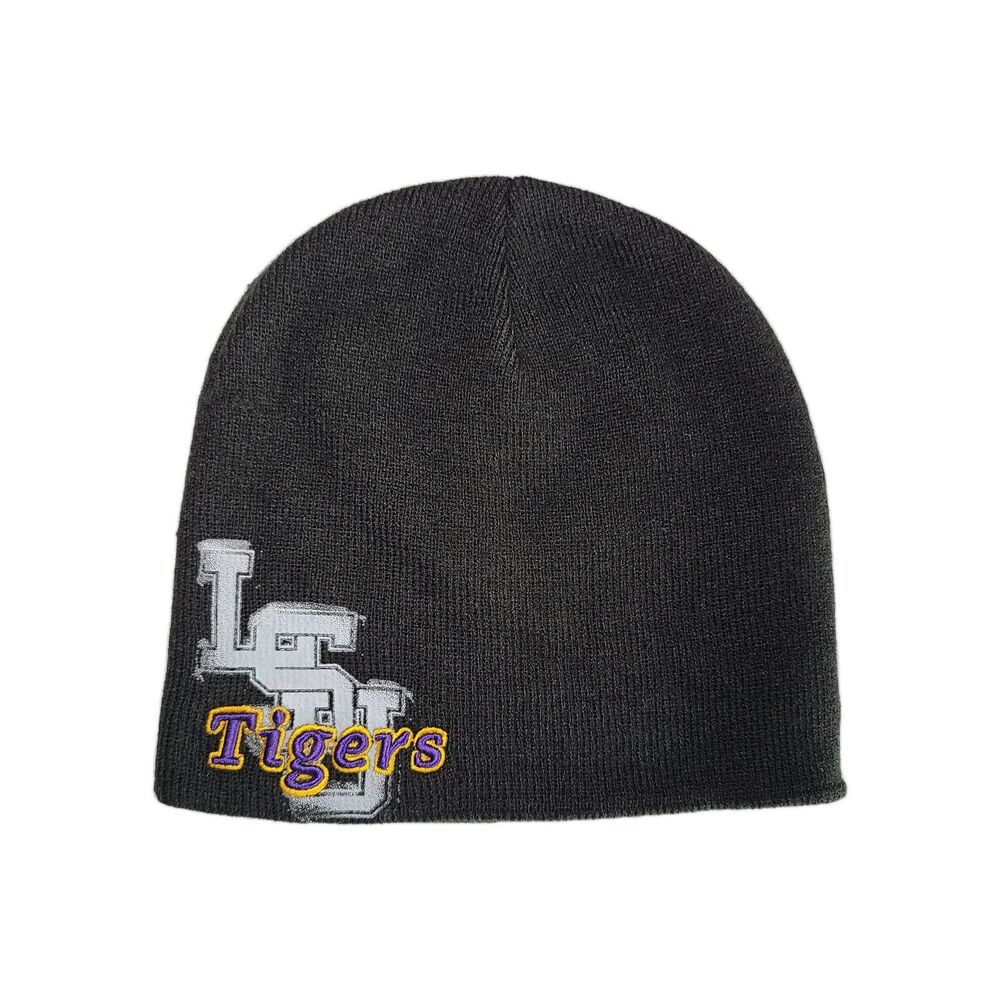 Vinatge LSU Tigers Black/ Purple Beanie Winter Hat Embroidered Logo